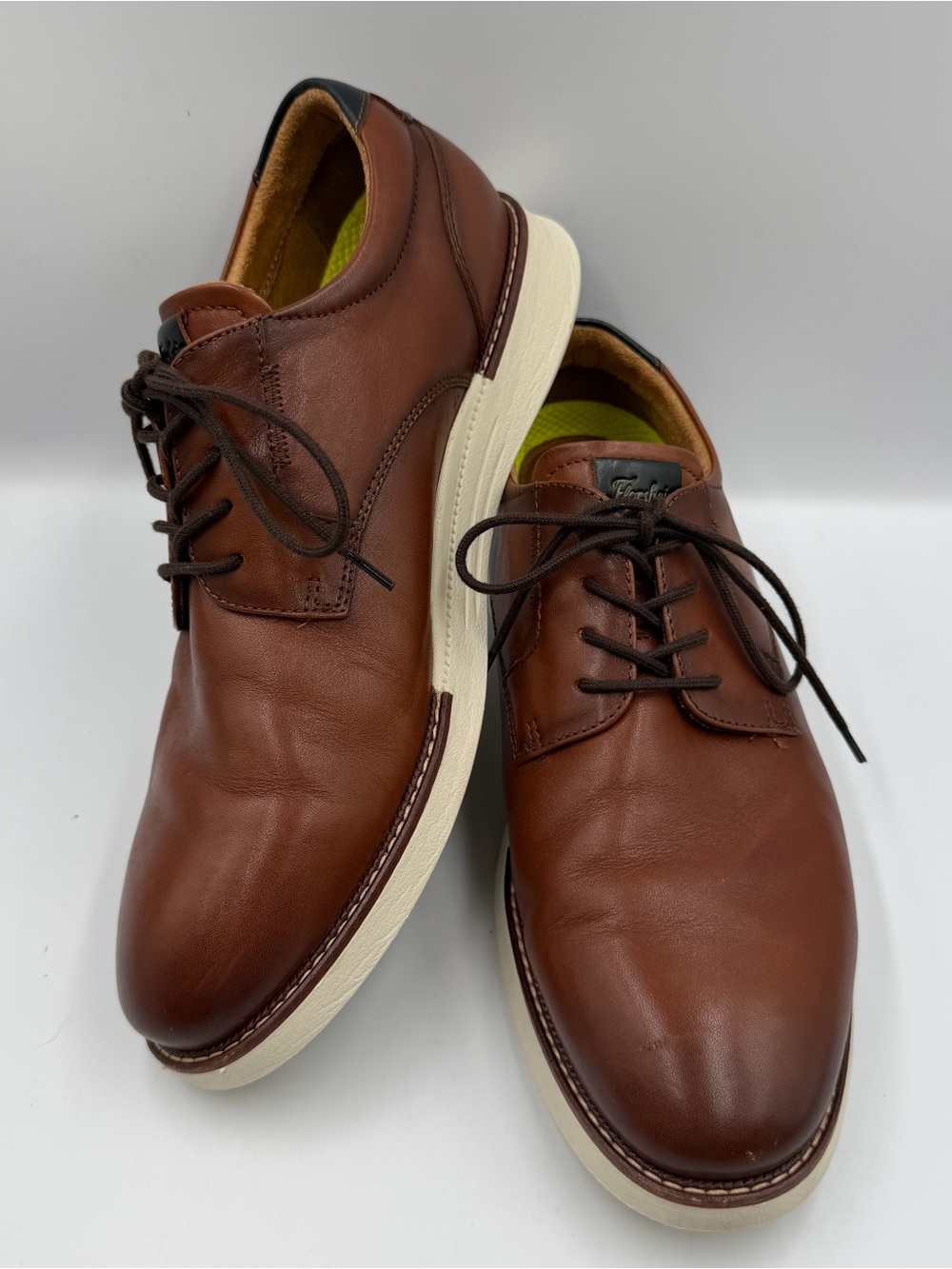 Florsheim Launch Plain Toe Oxford Brown Mens 10W Smooth Leather Lace Up Comfort